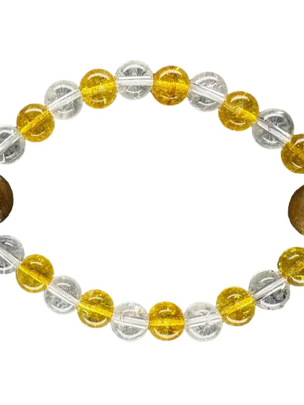 Golden Wood Yellow & Clear Quartz Bracelet 6.75